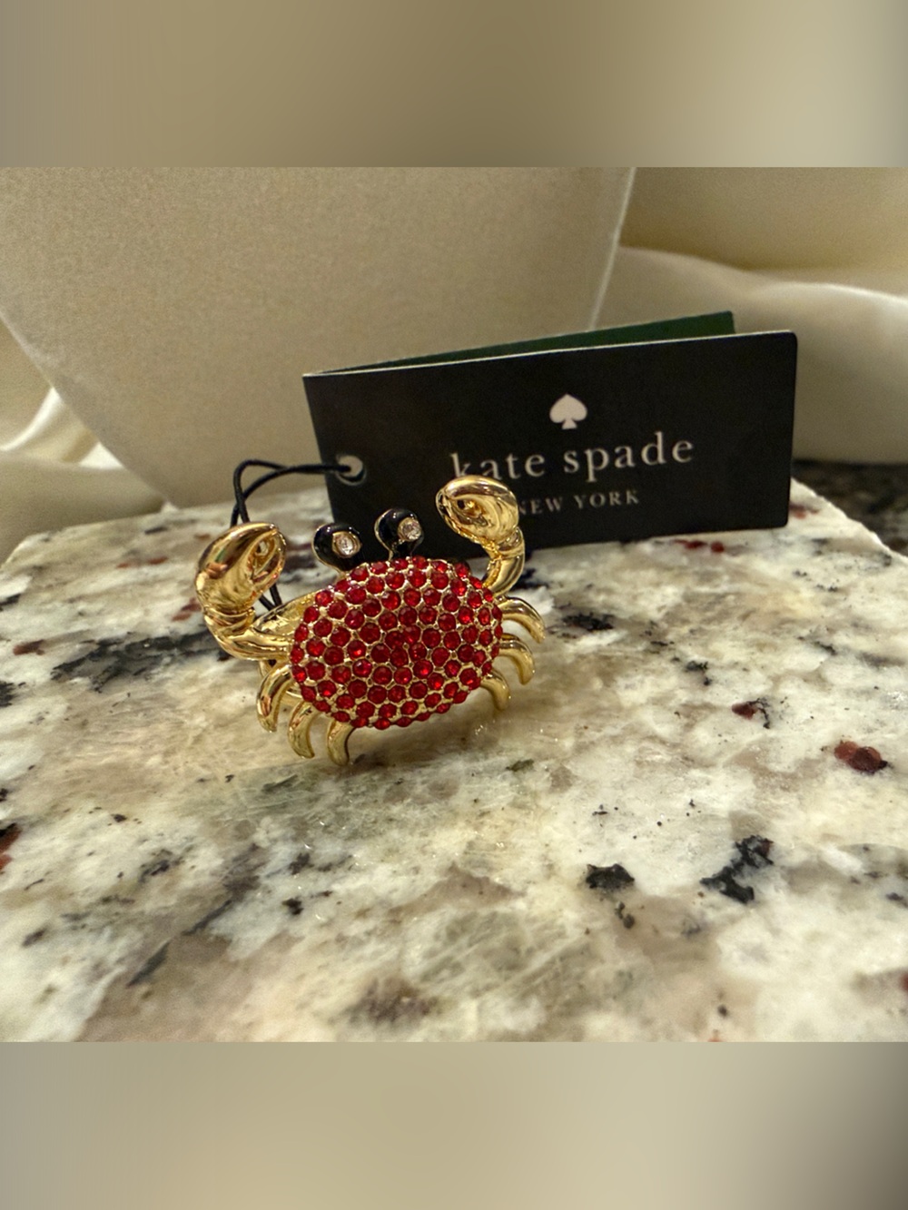 kate spade Gold-Tone Crab Brooch with Red Crystals